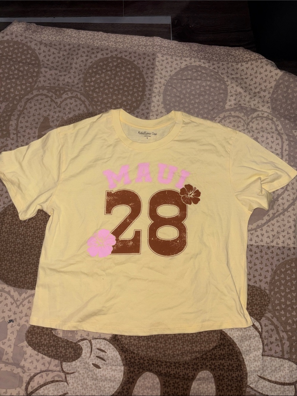 Rebellious One Yellow 'Maui 28' Graphic Tee NWOT